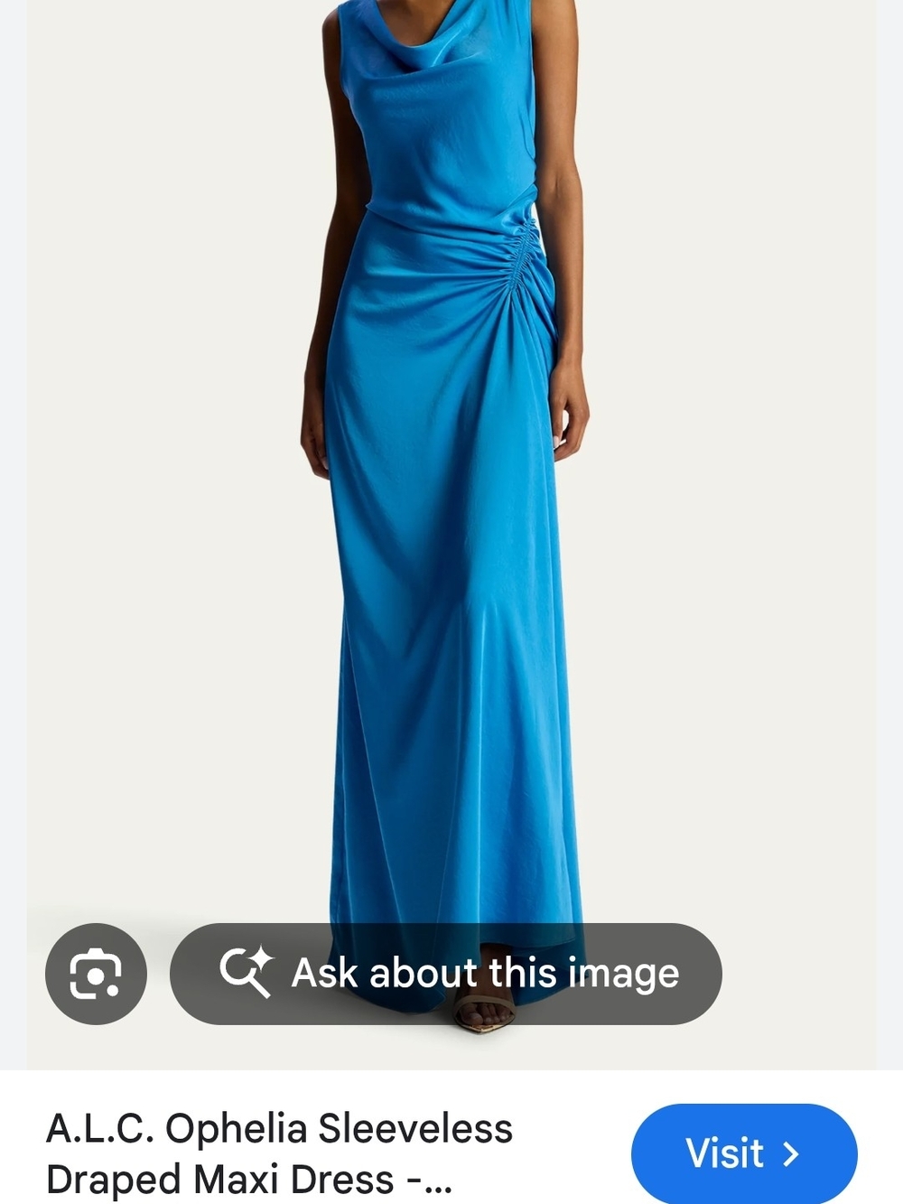 A.L.C Sleeveless Draped Maxi Dress in Bright Blue Sz4